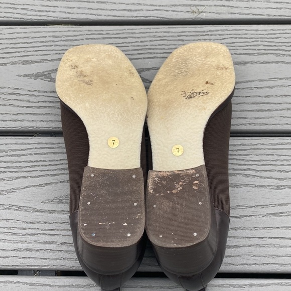 Donald J Pliner Vintage Brown Leather & Fabric Square Toe Shoe | size 7 - Picture 8 of 11